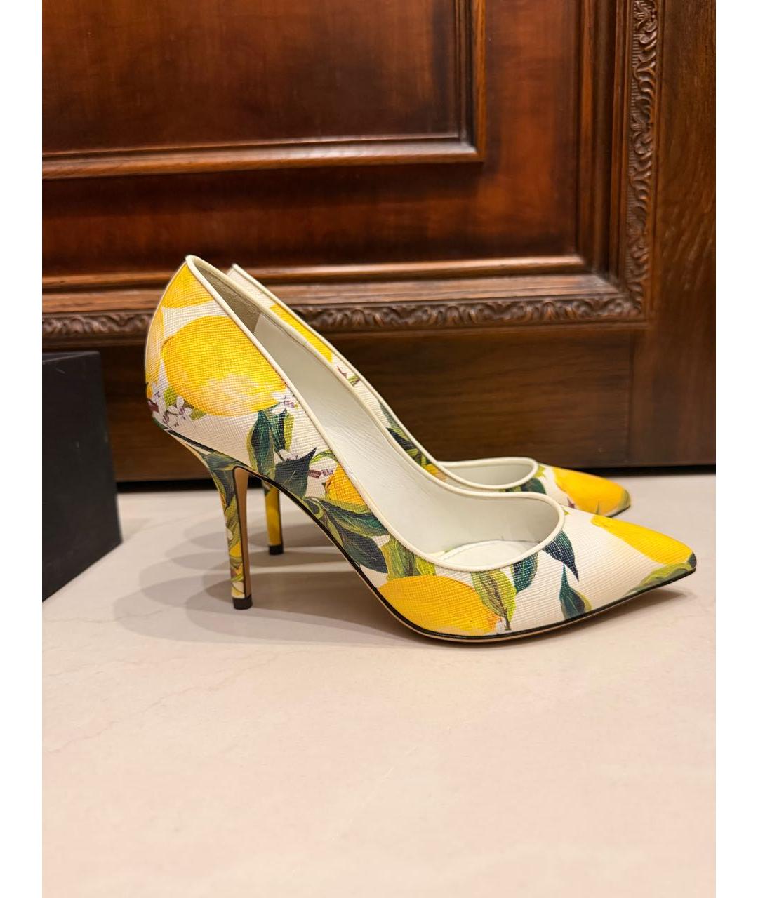 DOLCE&GABBANA Желтые кожаные туфли, фото 5