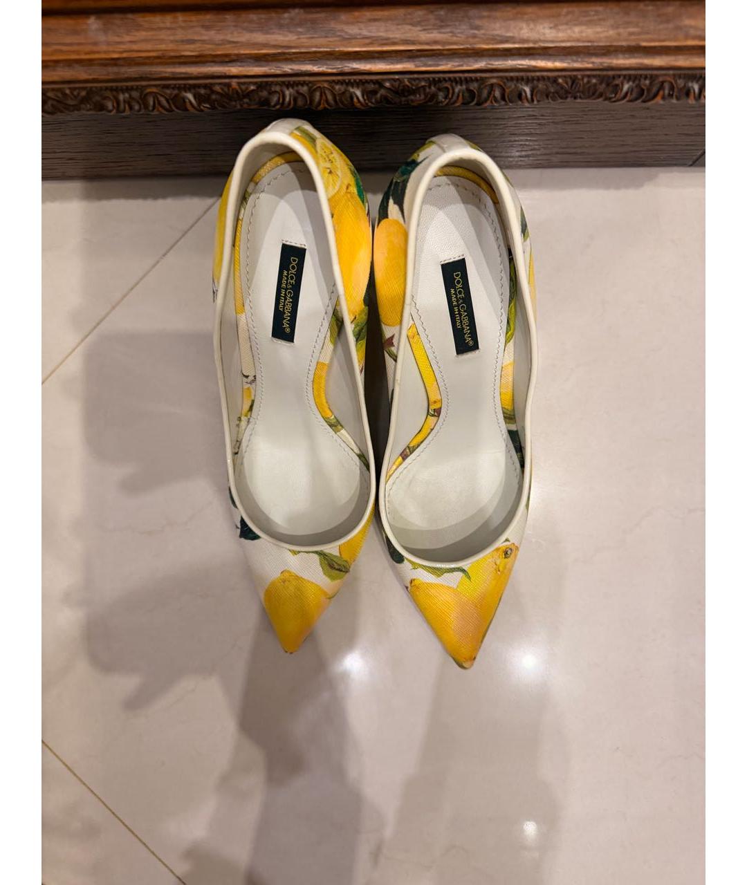 DOLCE&GABBANA Желтые кожаные туфли, фото 3
