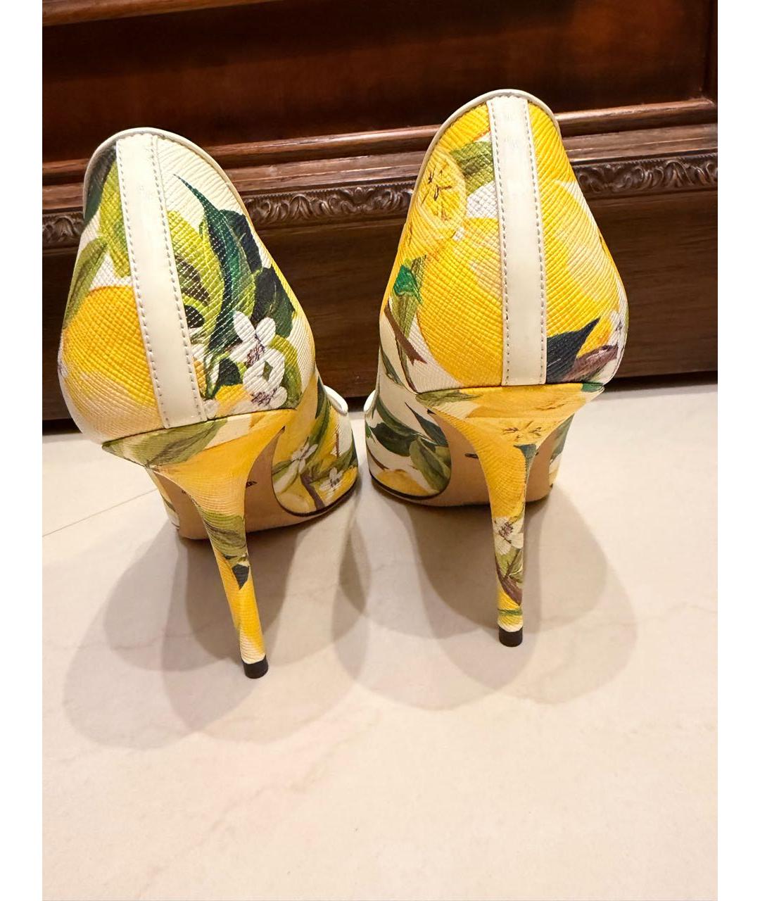 DOLCE&GABBANA Желтые кожаные туфли, фото 4
