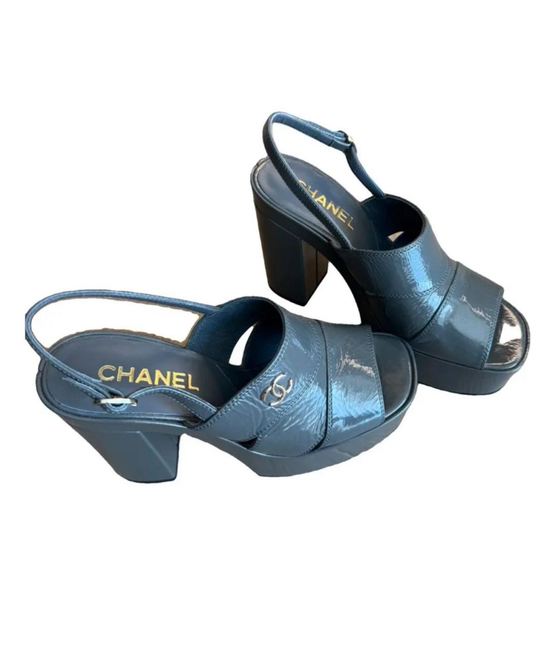 CHANEL Серые кожаные босоножки, фото 8