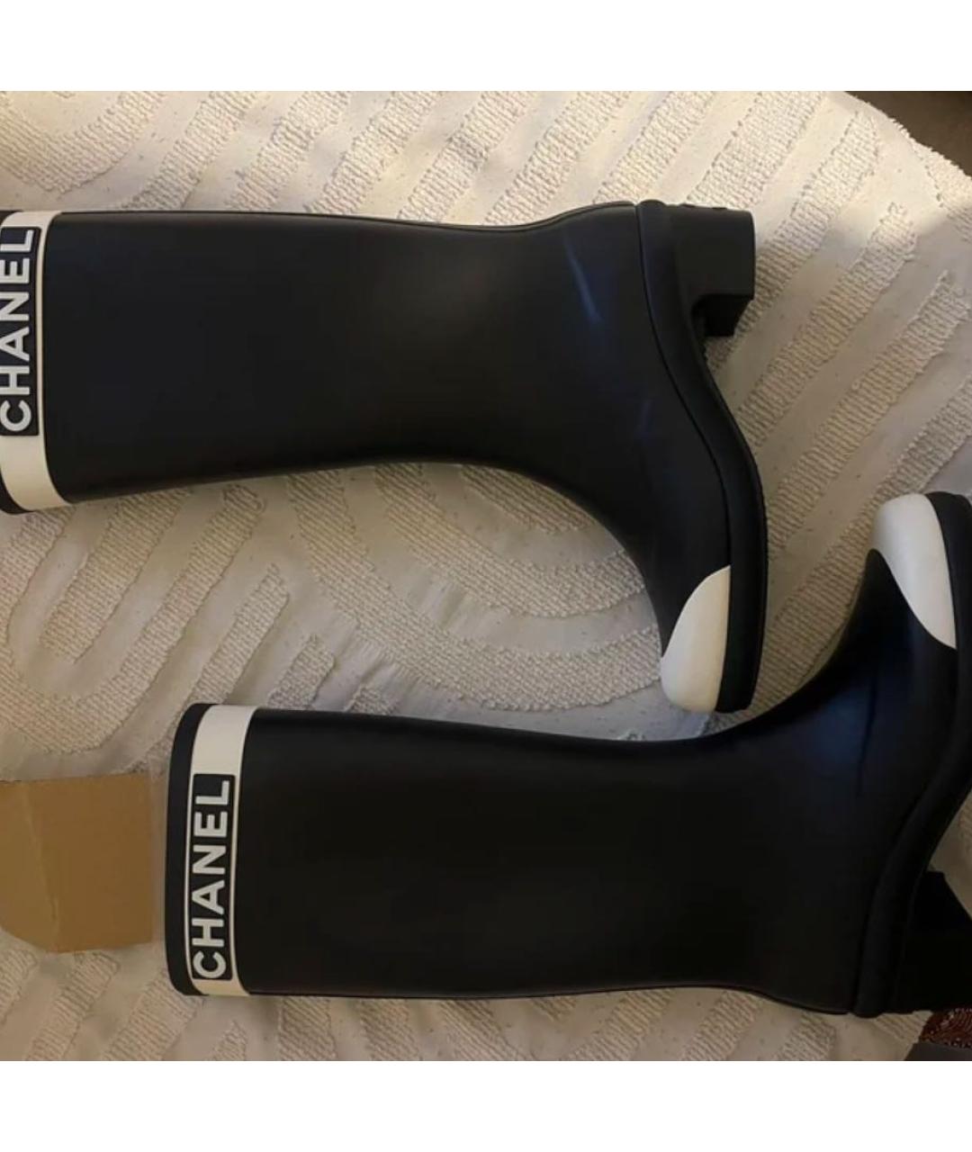 CHANEL Черные резиновые сапоги, фото 3