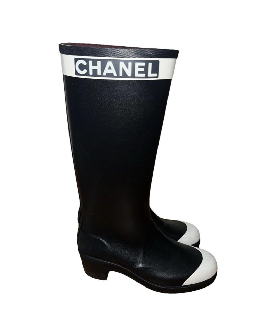 CHANEL Черные резиновые сапоги, фото 9