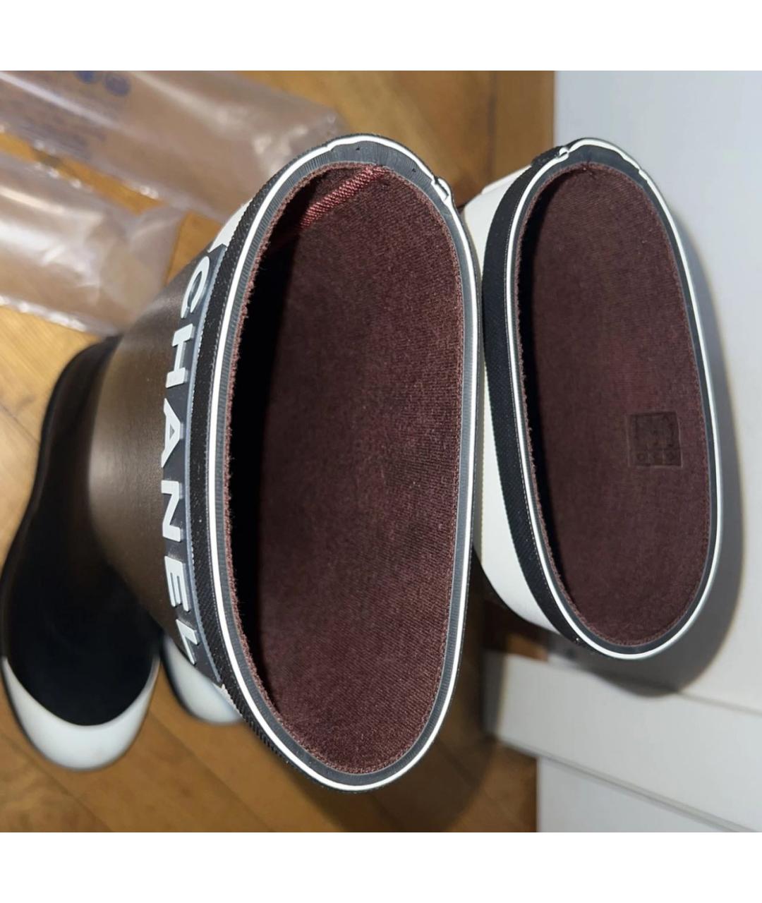 CHANEL Черные резиновые сапоги, фото 5