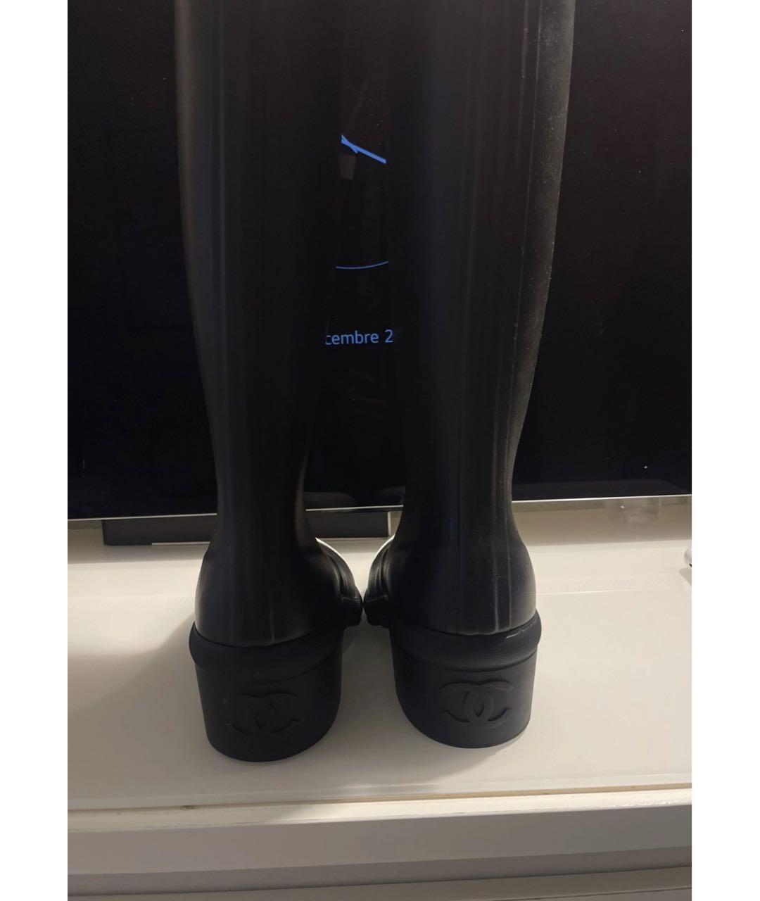 CHANEL Черные резиновые сапоги, фото 4
