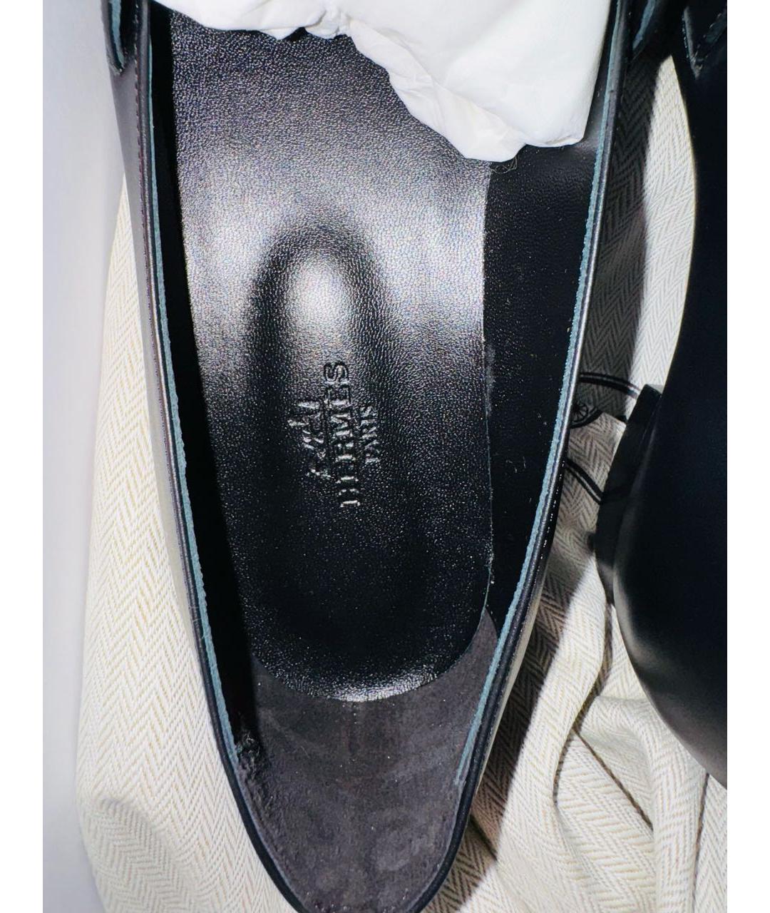 HERMES Черные кожаные балетки, фото 7