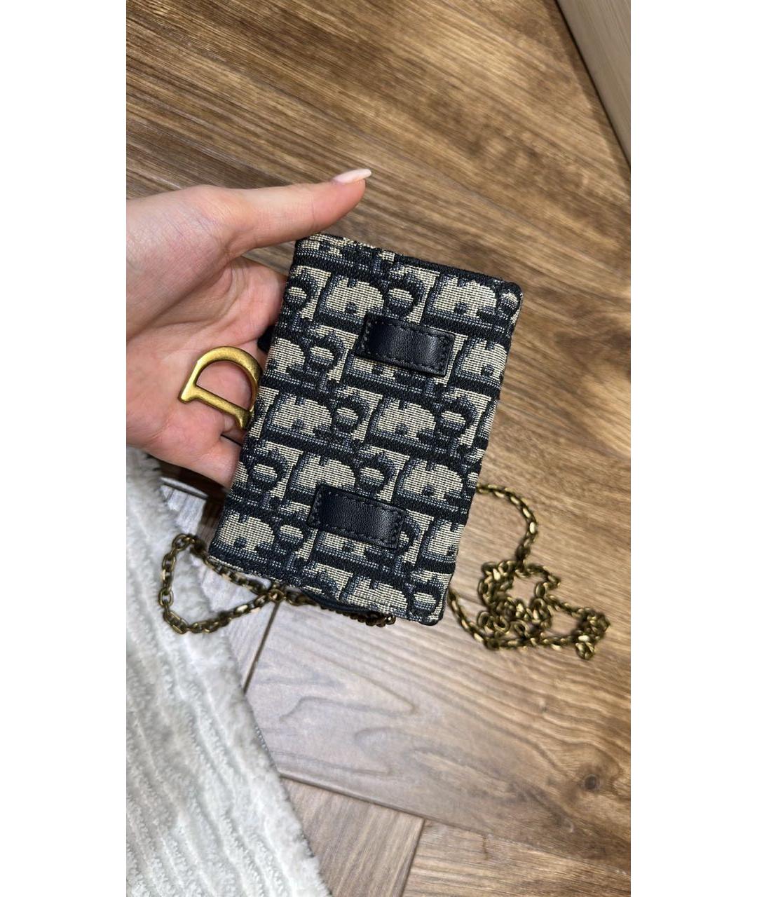 CHRISTIAN DIOR Темно-синяя жаккардовая сумка через плечо, фото 3