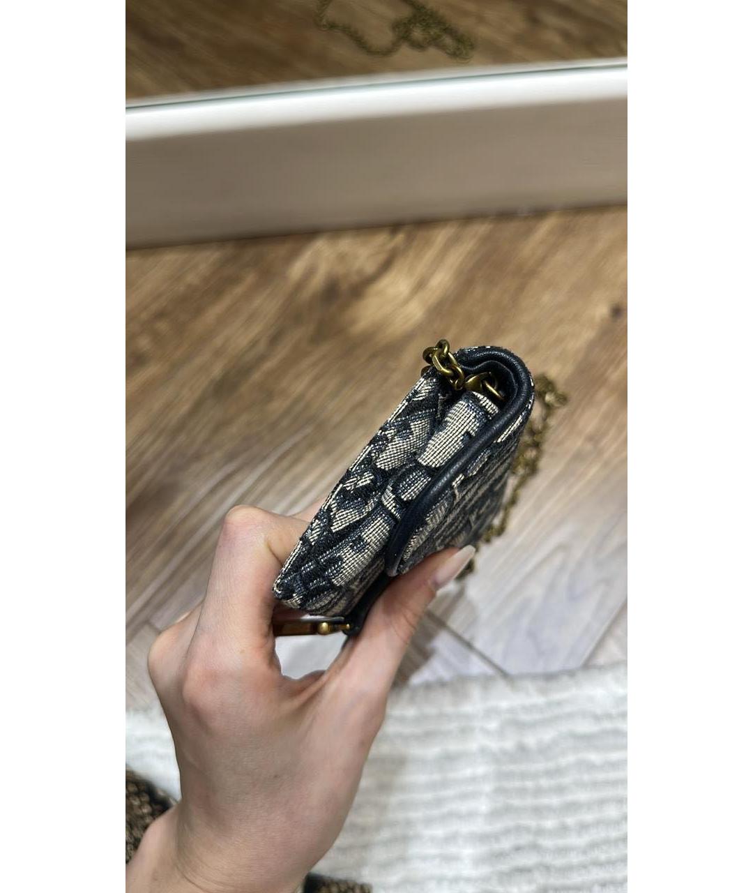 CHRISTIAN DIOR Темно-синяя жаккардовая сумка через плечо, фото 2