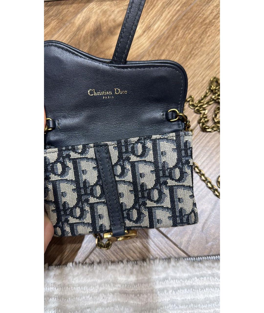 CHRISTIAN DIOR Темно-синяя жаккардовая сумка через плечо, фото 4
