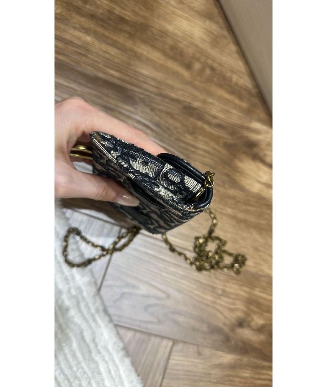 CHRISTIAN DIOR Темно-синяя жаккардовая сумка через плечо, фото 5