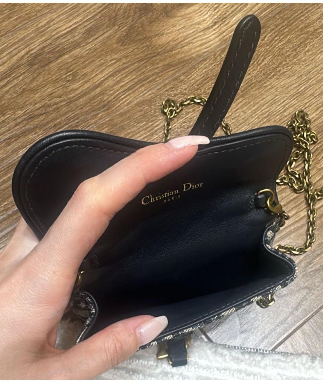 CHRISTIAN DIOR Темно-синяя жаккардовая сумка через плечо, фото 8