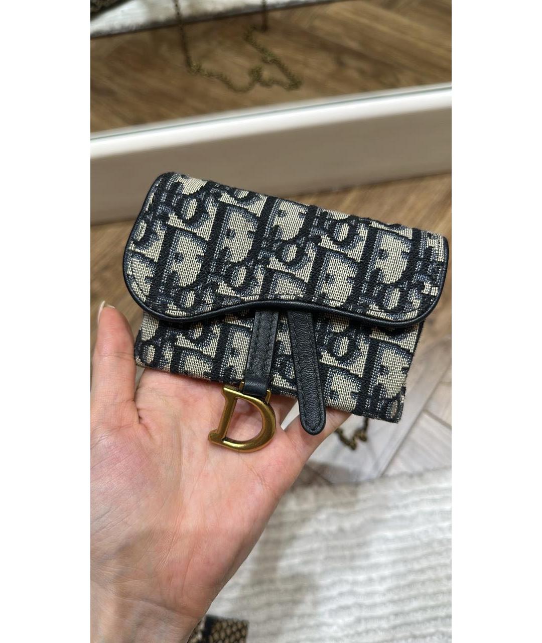 CHRISTIAN DIOR Темно-синяя жаккардовая сумка через плечо, фото 7