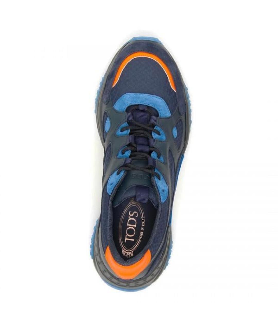 TOD'S Темно-синие кожаные низкие кроссовки / кеды, фото 3