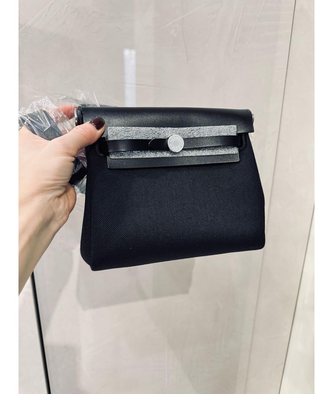 HERMES Черная тканевая сумка через плечо, фото 4