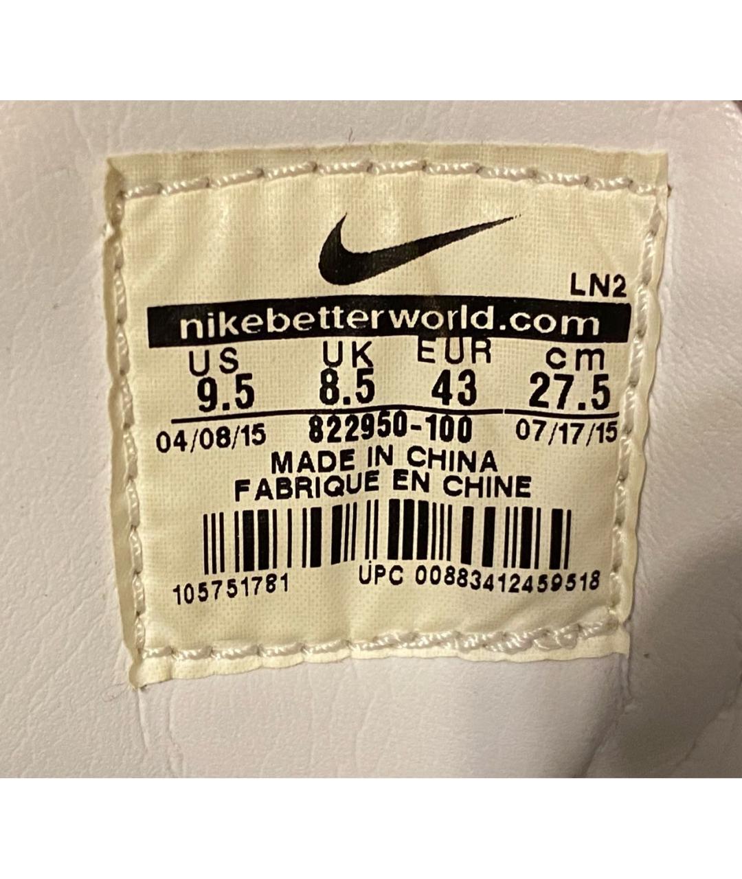 NIKE Белые кожаные высокие кроссовки / кеды, фото 5