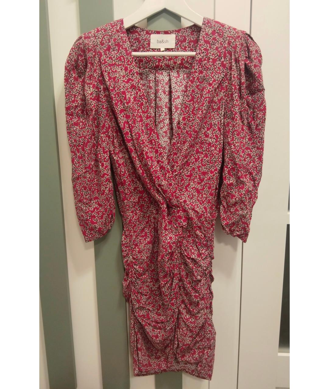 BA&SH Бордовое вискозное повседневное платье, фото 10