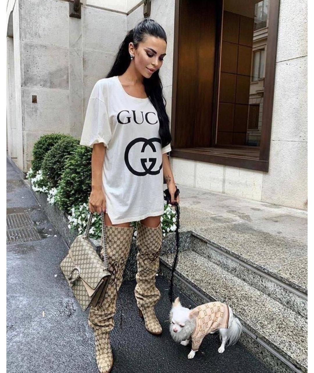 GUCCI Белая хлопковая футболка, фото 4