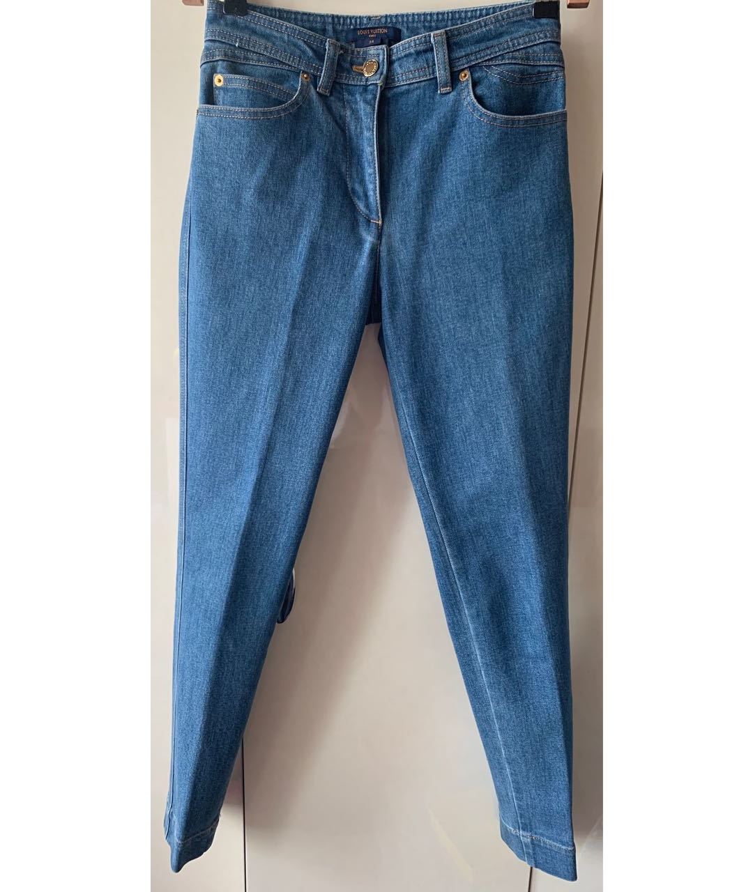 LOUIS VUITTON PRE-OWNED Синие хлопко-эластановые джинсы слим, фото 6