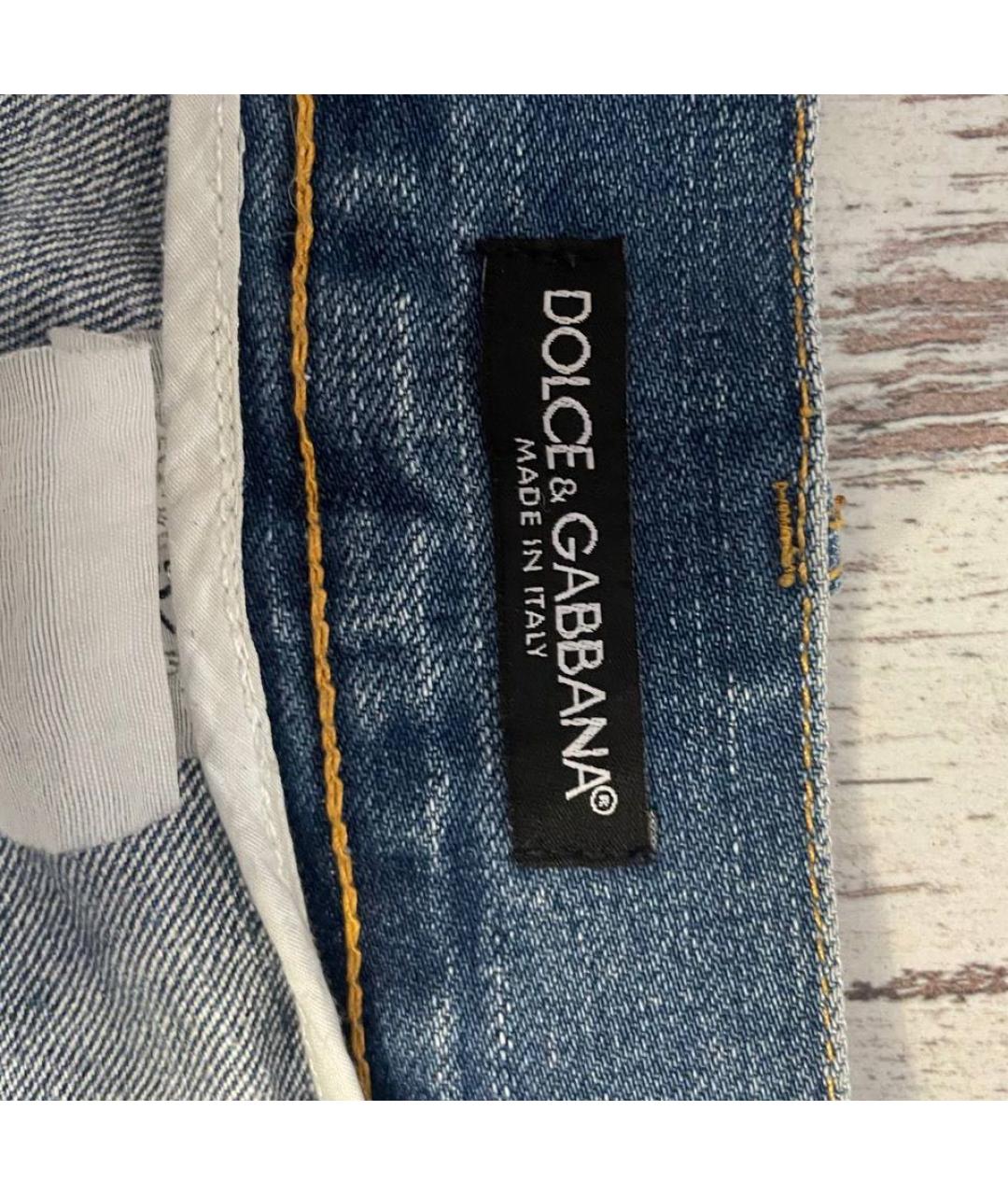 DOLCE&GABBANA Голубые хлопковые прямые джинсы, фото 3