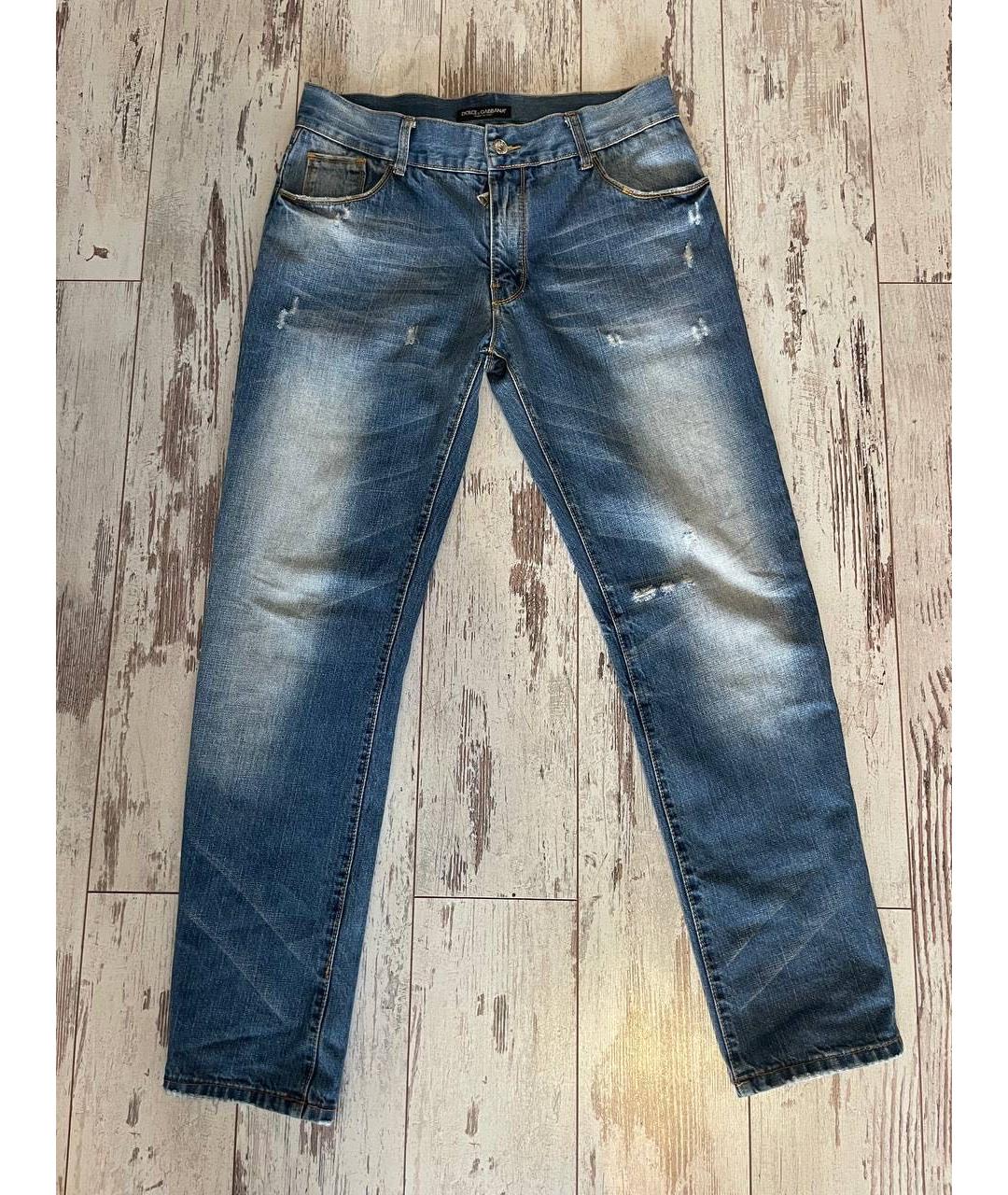 DOLCE&GABBANA Голубые хлопковые прямые джинсы, фото 5