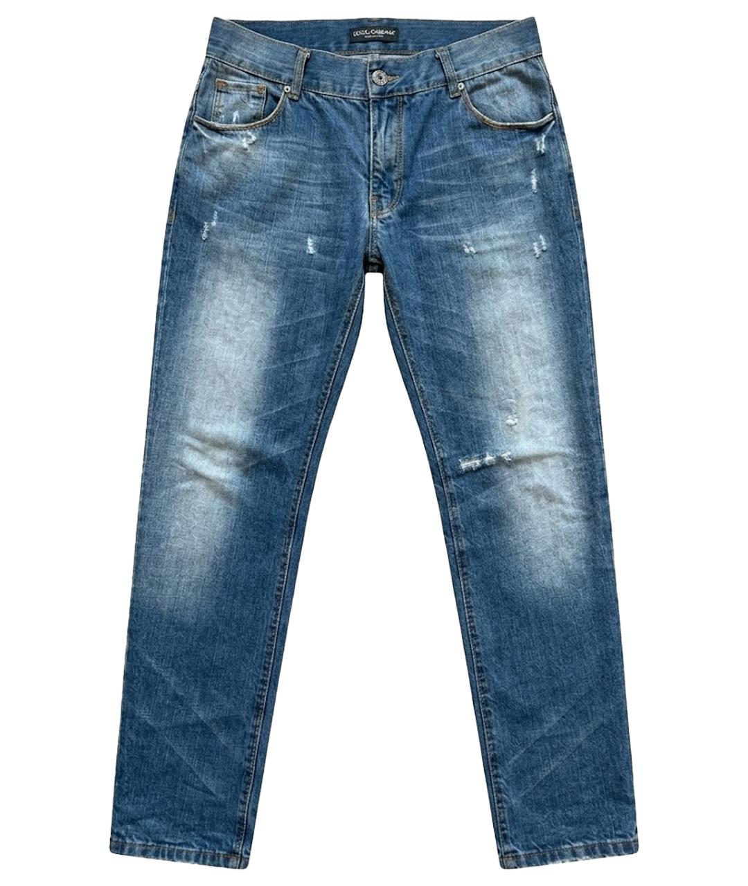 DOLCE&GABBANA Голубые хлопковые прямые джинсы, фото 1