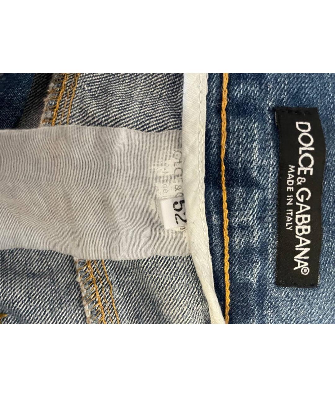 DOLCE&GABBANA Голубые хлопковые прямые джинсы, фото 4