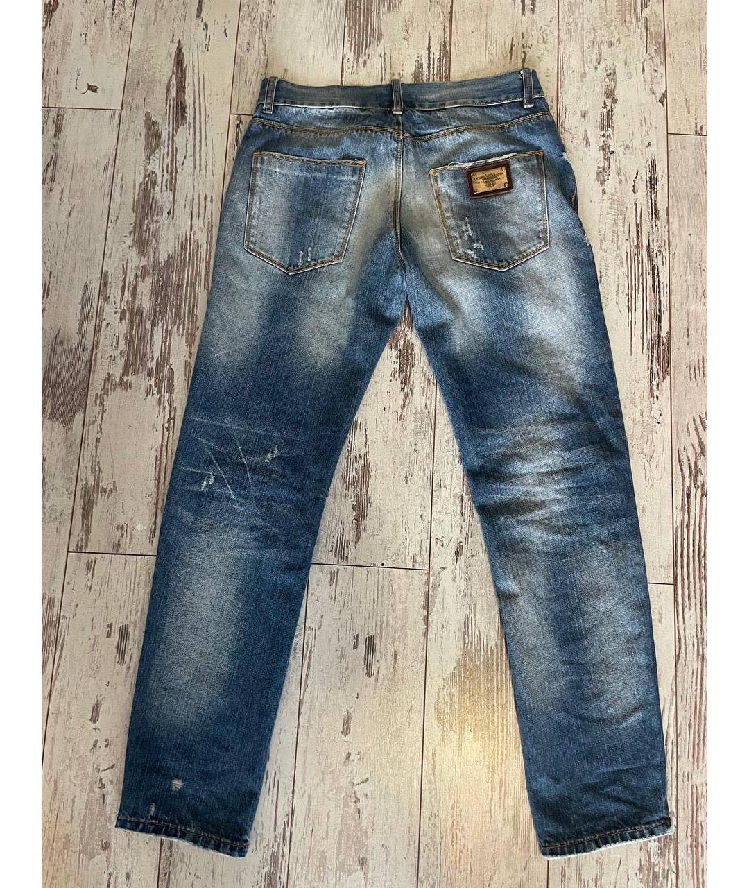 DOLCE&GABBANA Голубые хлопковые прямые джинсы, фото 2