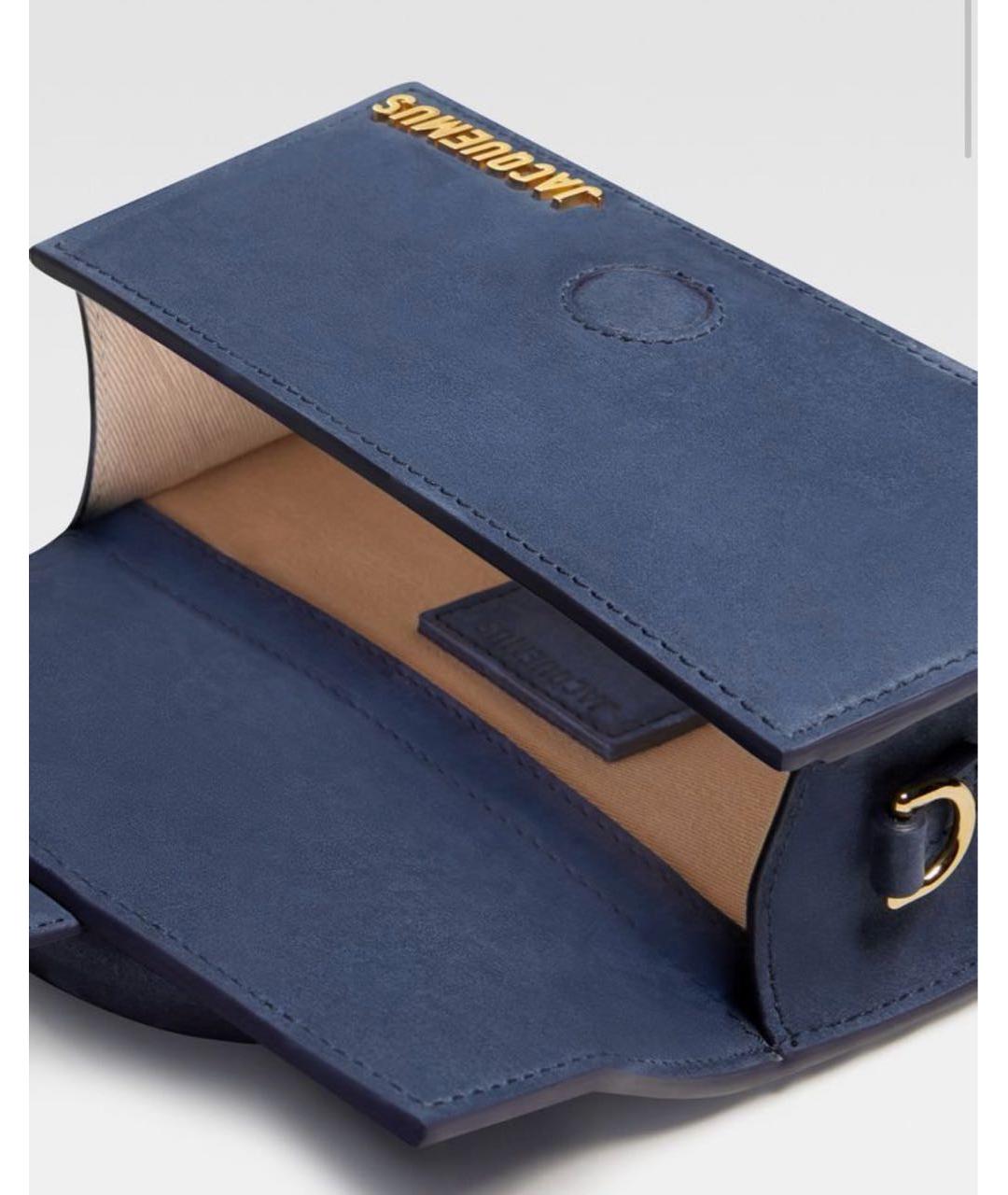 JACQUEMUS Темно-синяя замшевая сумка с короткими ручками, фото 4