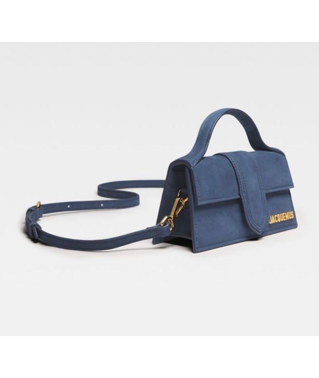 JACQUEMUS Темно-синяя замшевая сумка с короткими ручками, фото 5