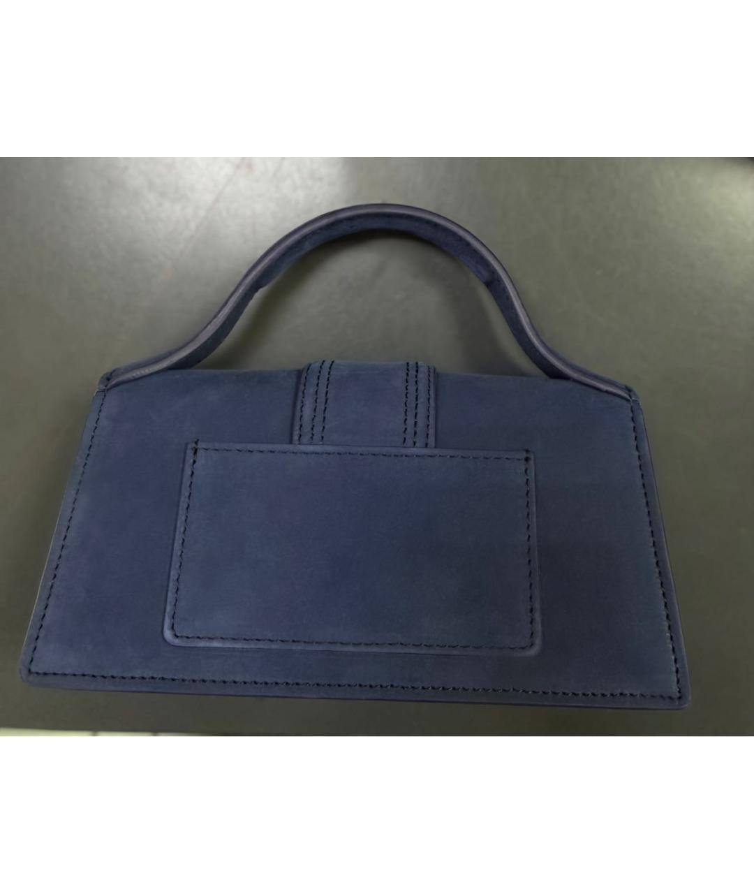 JACQUEMUS Темно-синяя замшевая сумка с короткими ручками, фото 3