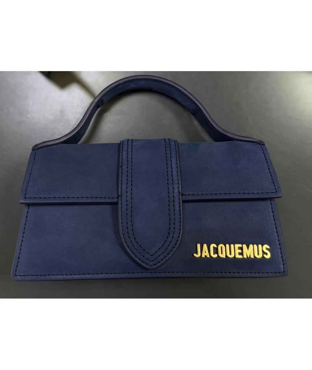 JACQUEMUS Темно-синяя замшевая сумка с короткими ручками, фото 2