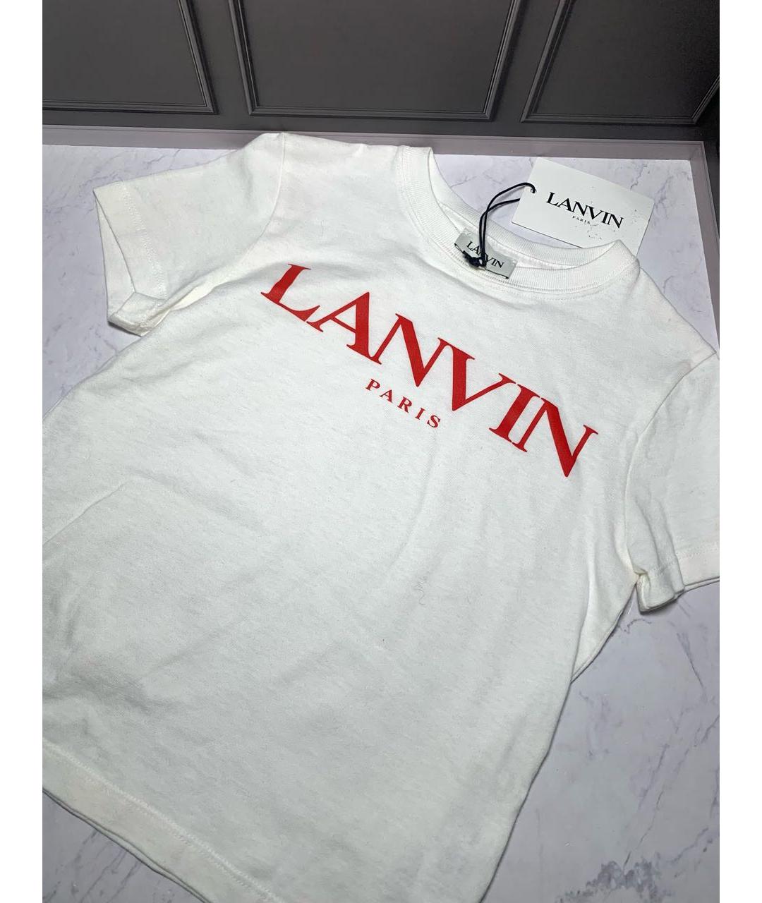 LANVIN Белая хлопковая детская футболка, фото 4