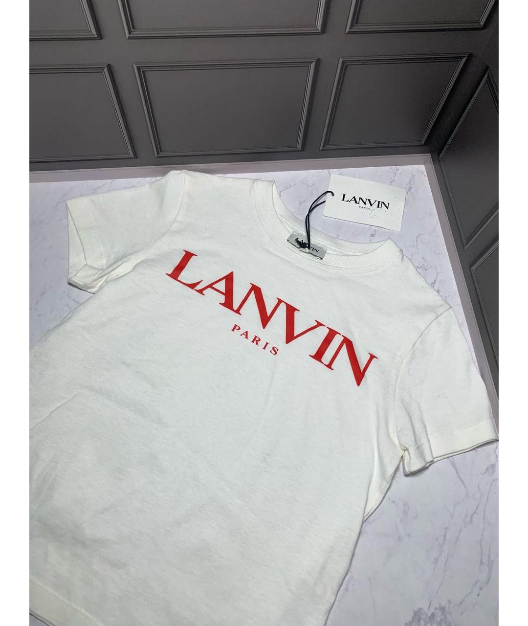 LANVIN Белая хлопковая детская футболка, фото 3