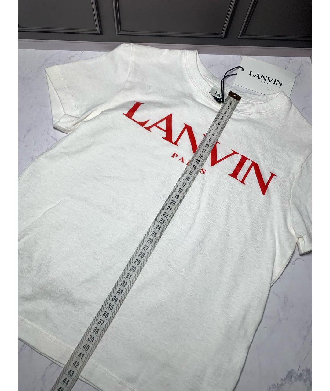 LANVIN Белая хлопковая детская футболка, фото 5