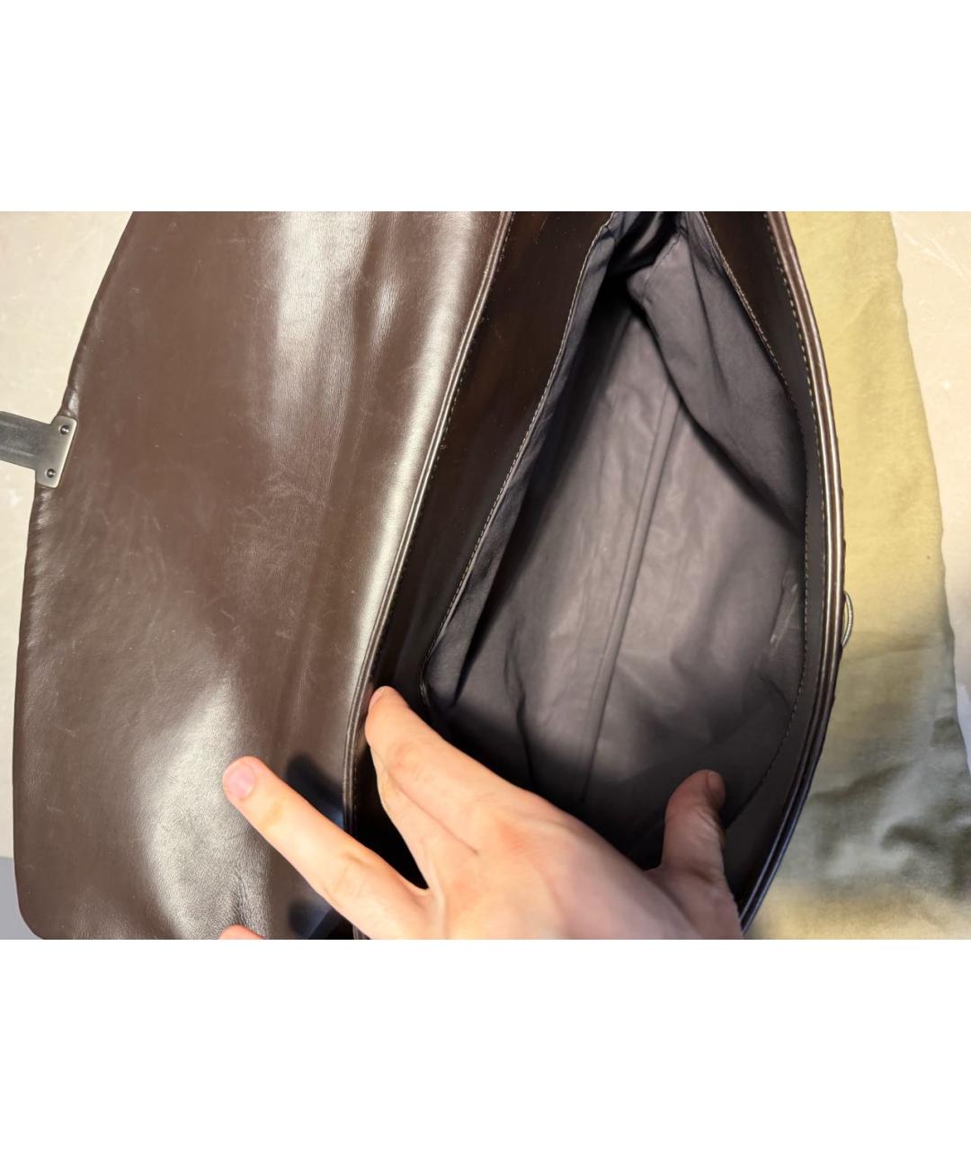 BOTTEGA VENETA Коричневый кожаный портфель, фото 4