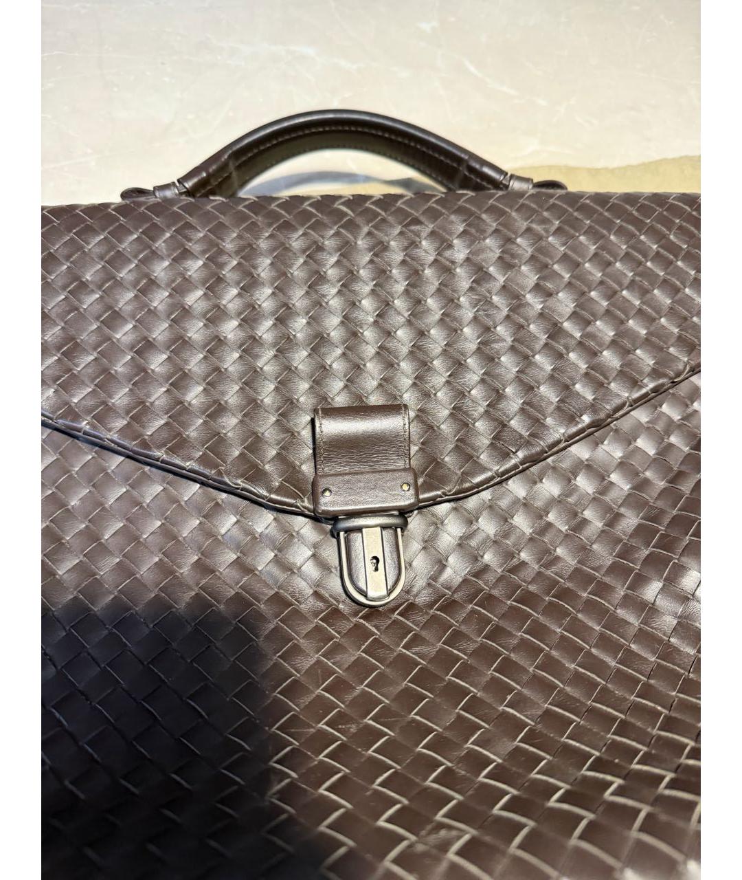 BOTTEGA VENETA Коричневый кожаный портфель, фото 2