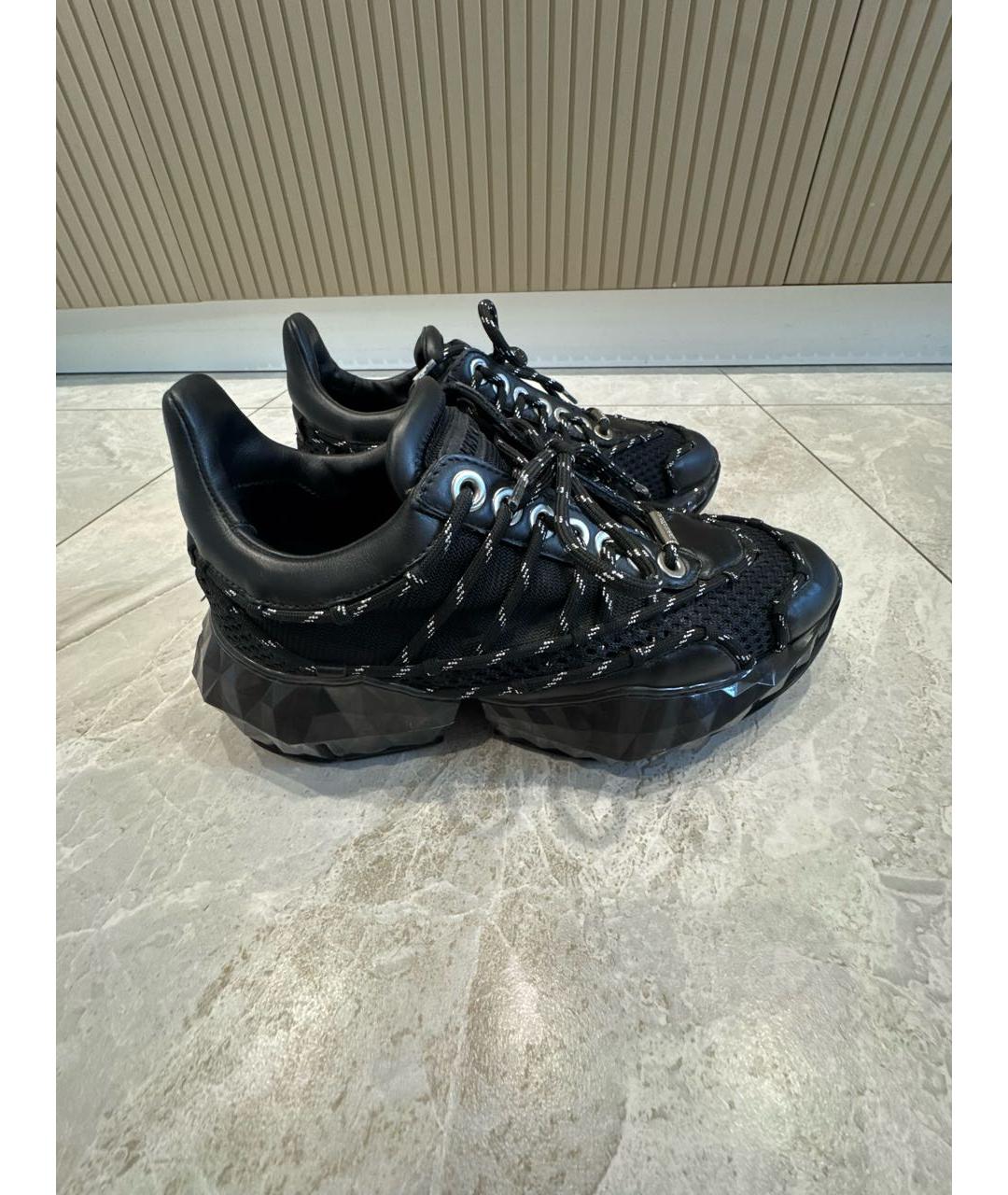 JIMMY CHOO Черные кожаные кроссовки, фото 5