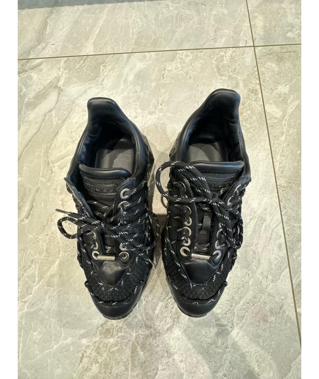 JIMMY CHOO Черные кожаные кроссовки, фото 3