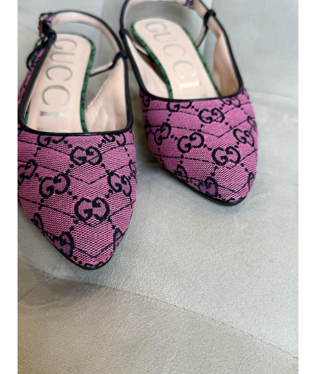 GUCCI Розовые текстильные босоножки, фото 7