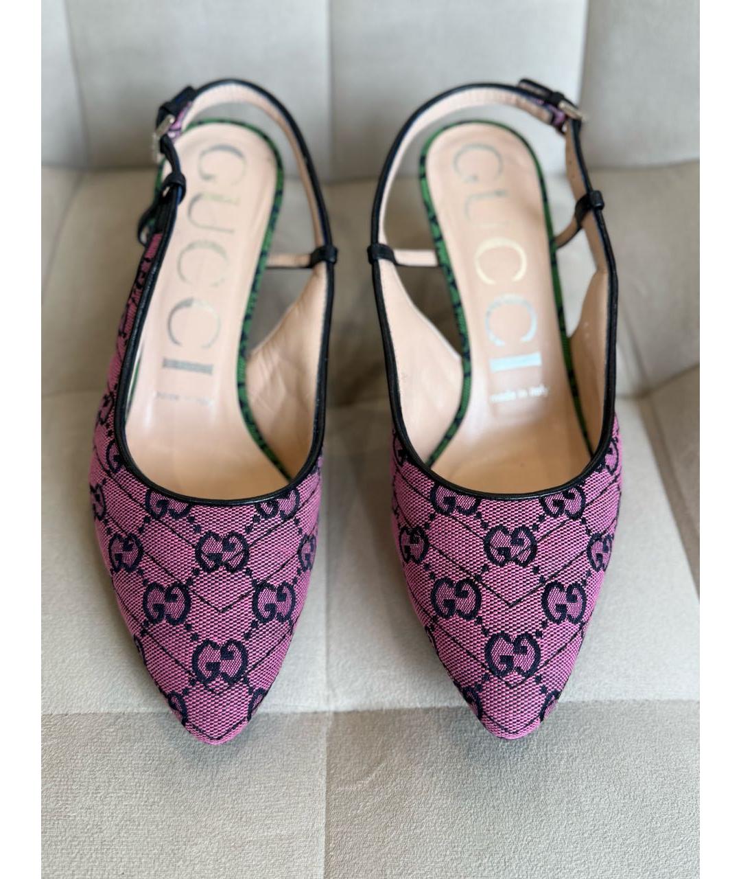 GUCCI Розовые текстильные босоножки, фото 2