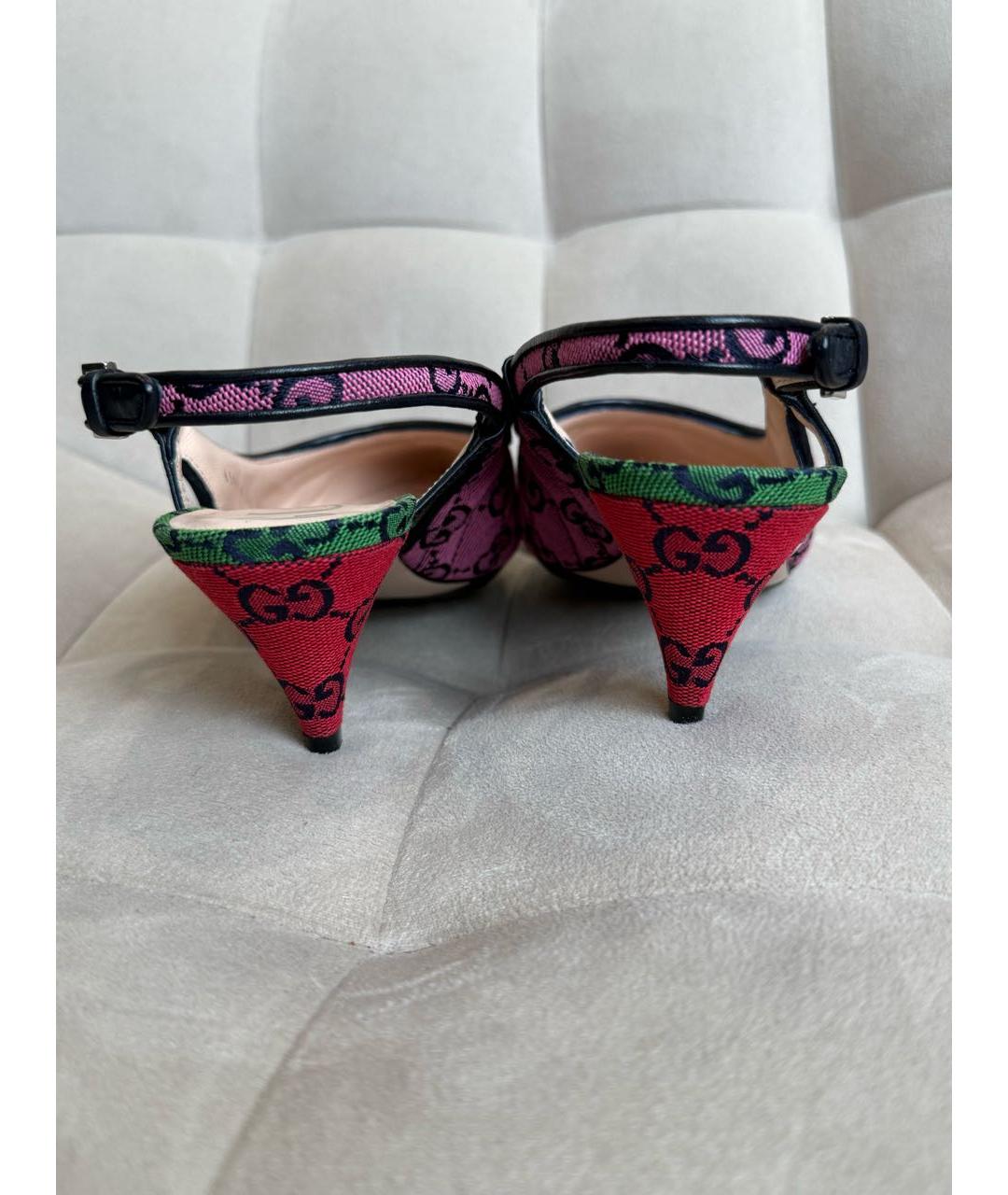GUCCI Розовые текстильные босоножки, фото 4