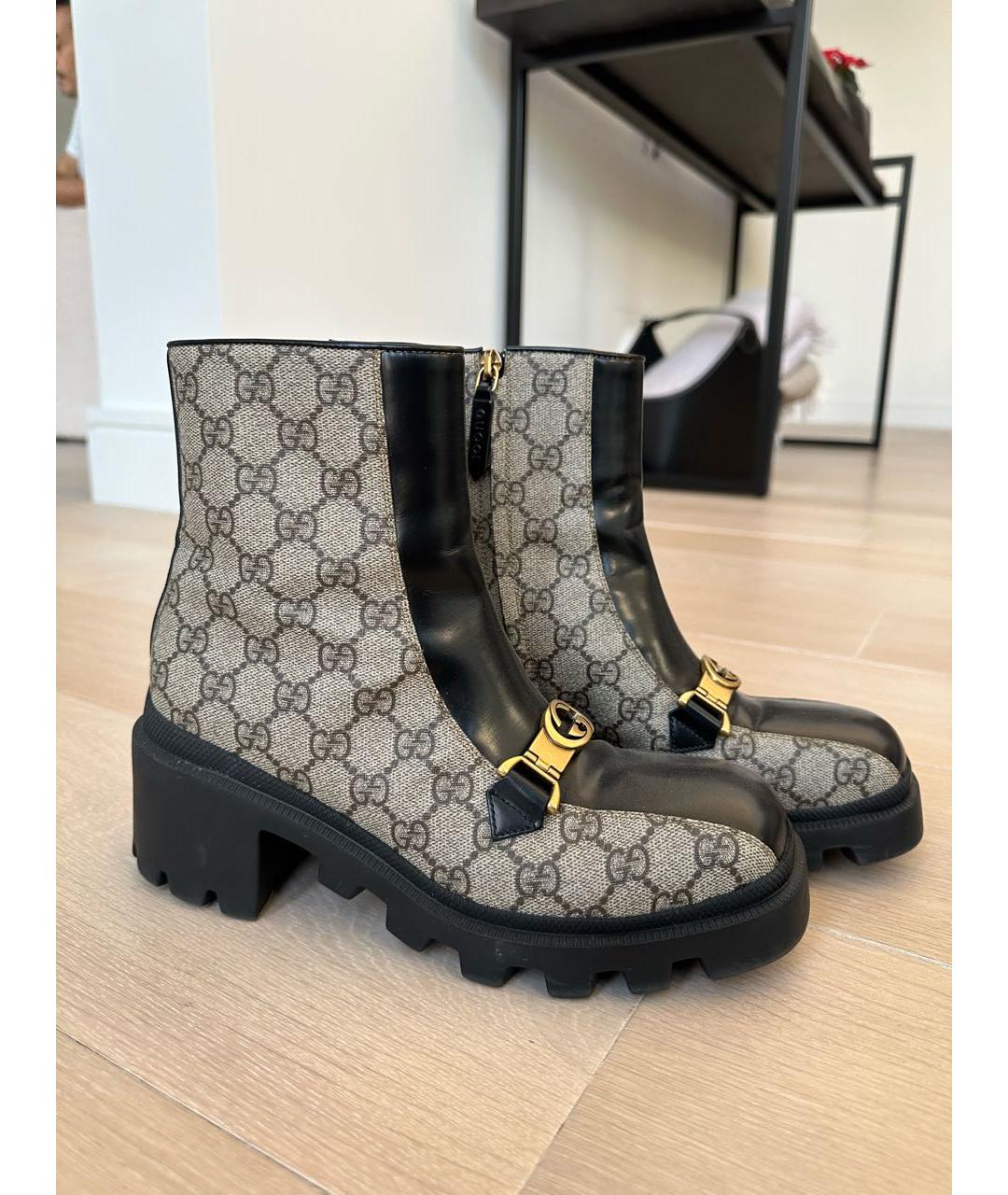 GUCCI Коричневые резиновые ботильоны, фото 7