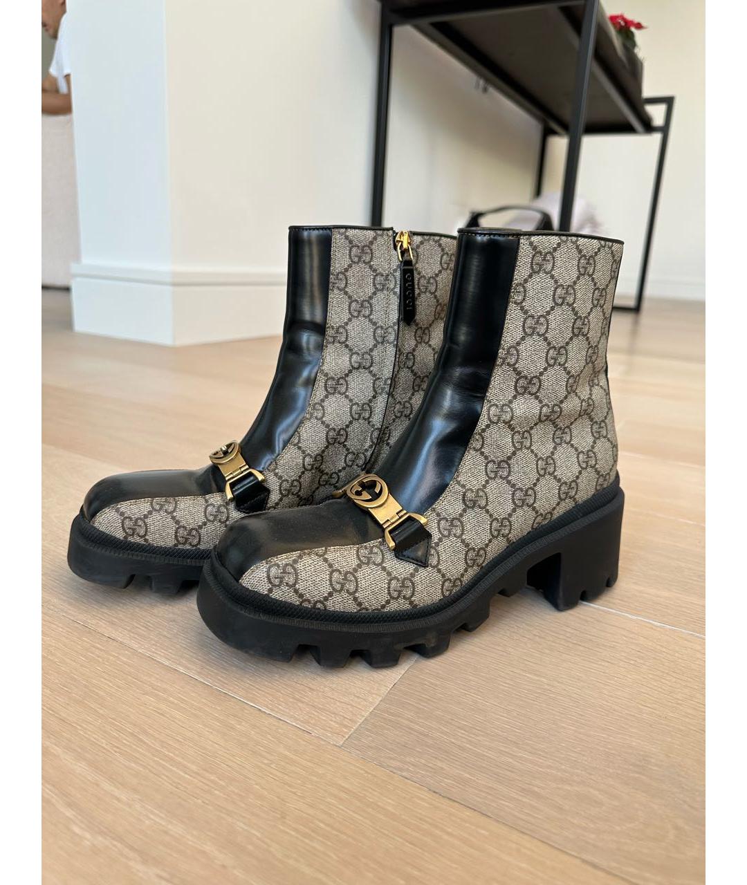 GUCCI Коричневые резиновые ботильоны, фото 4