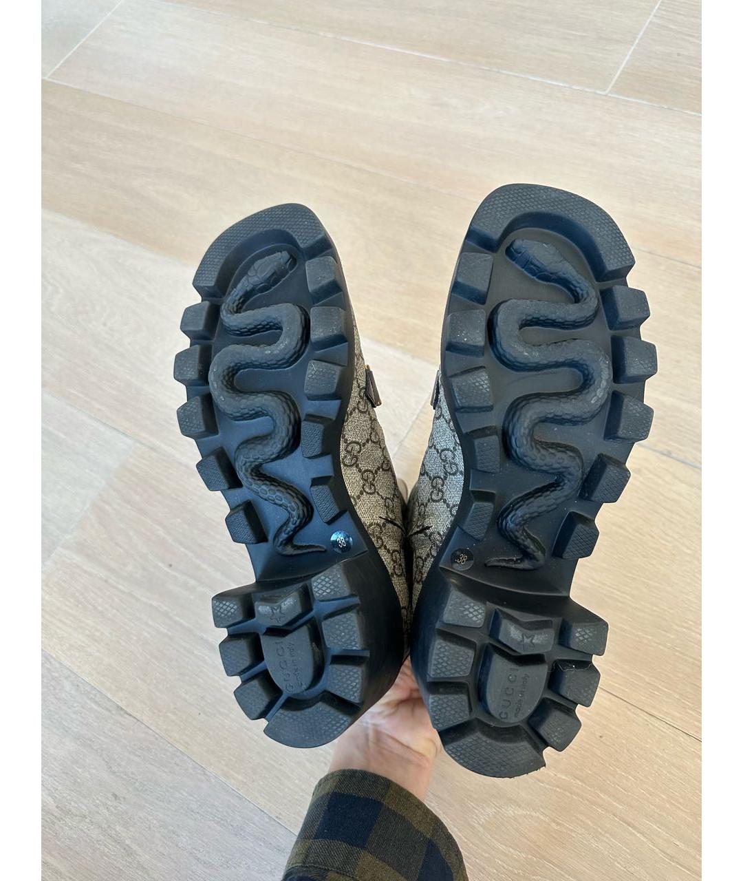 GUCCI Коричневые резиновые ботильоны, фото 6