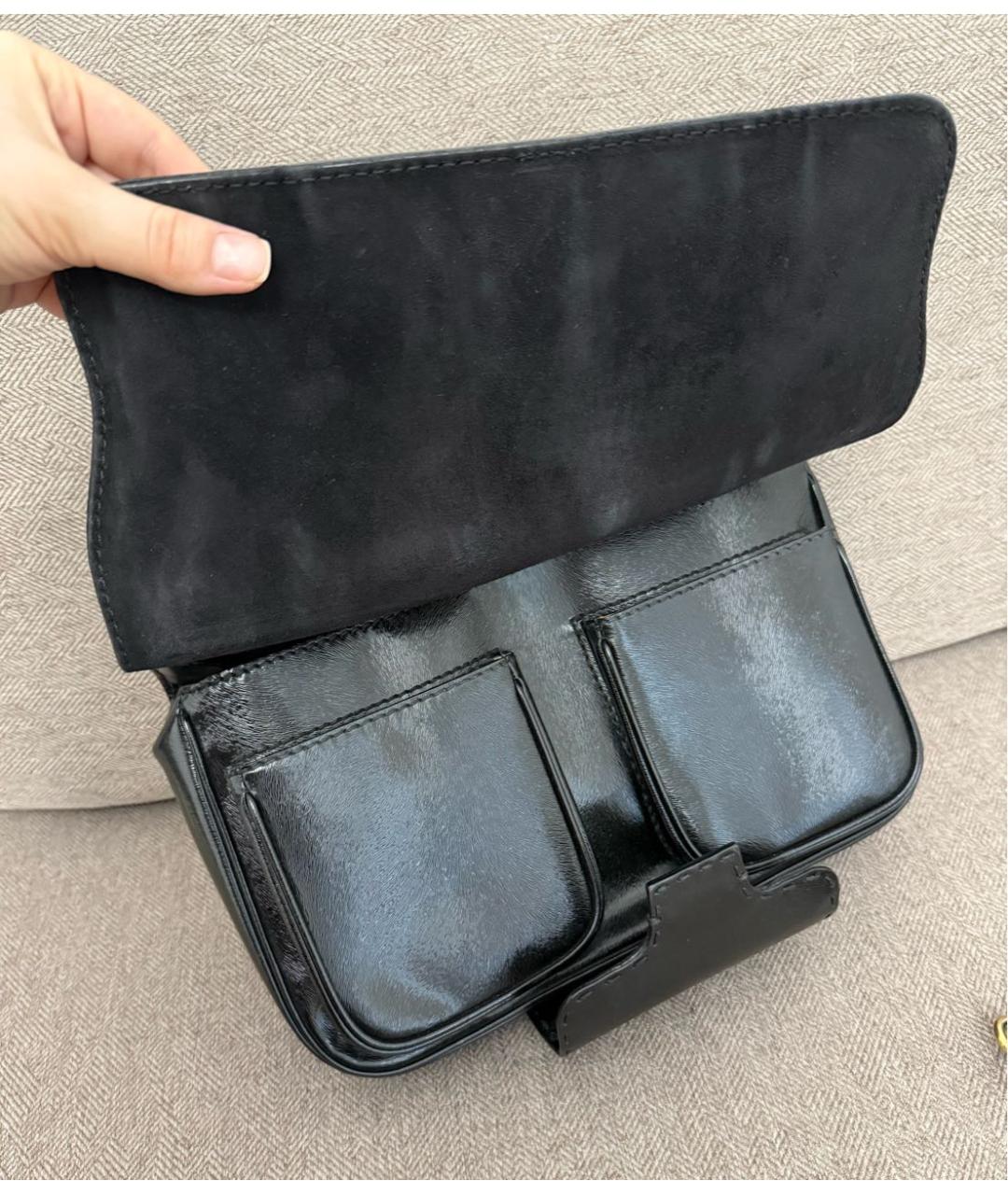 FENDI Черная сумка с короткими ручками из лакированной кожи, фото 8