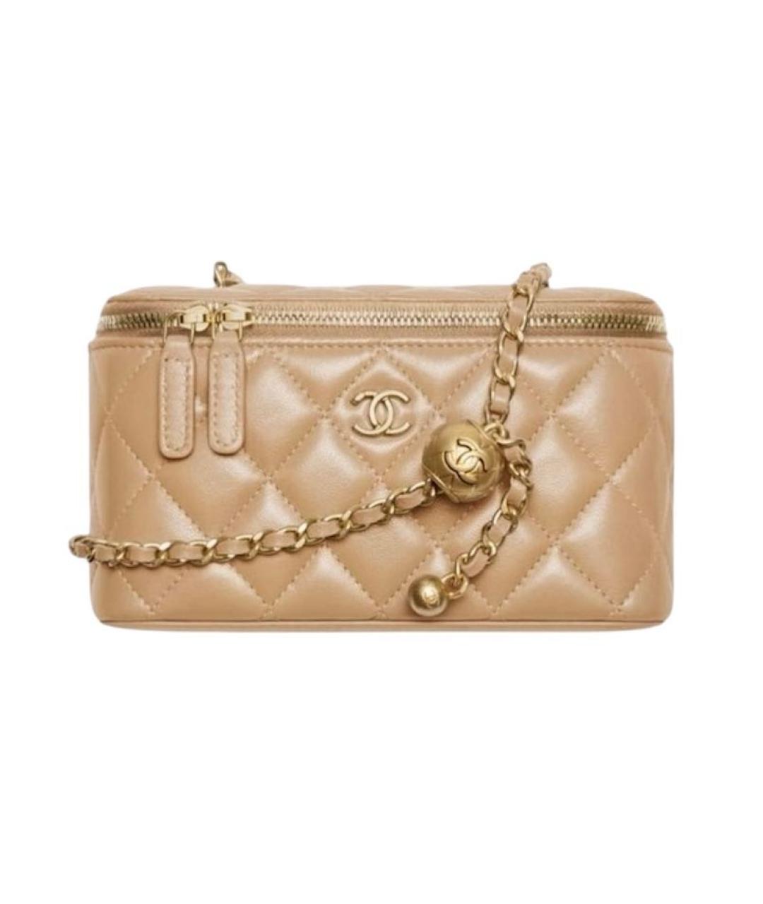 CHANEL Бежевая кожаная сумка через плечо, фото 8