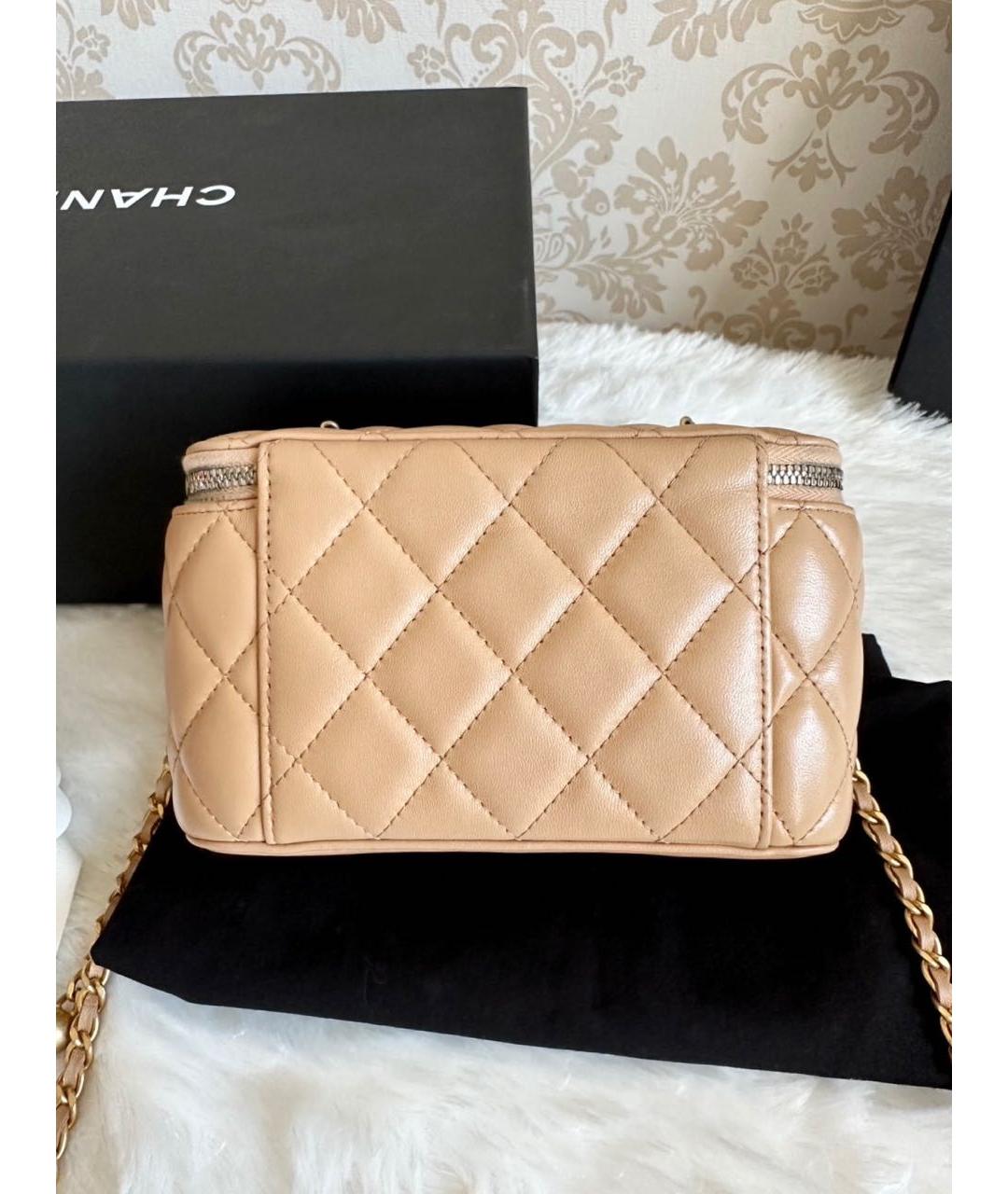 CHANEL Бежевая кожаная сумка через плечо, фото 3