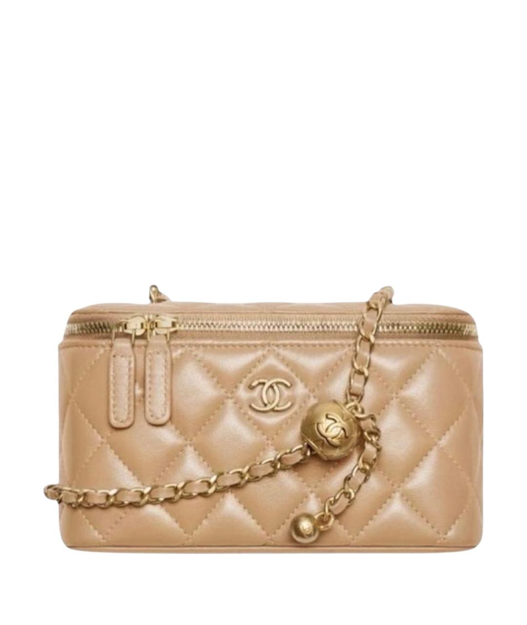 CHANEL Бежевая кожаная сумка через плечо, фото 1