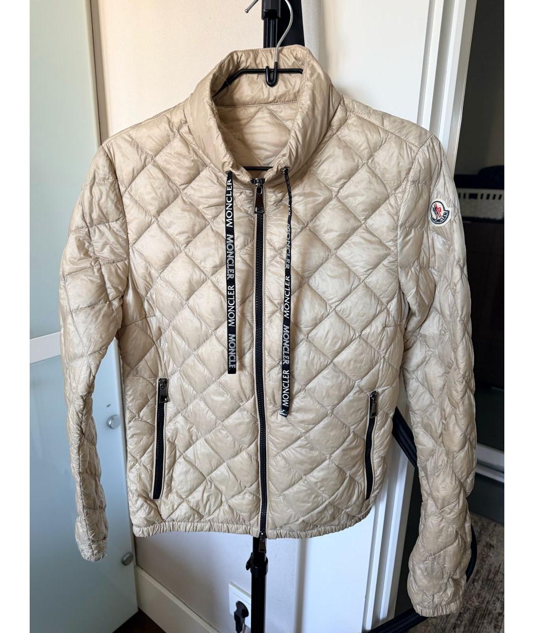 MONCLER Бежевая полиэстеровая куртка, фото 9