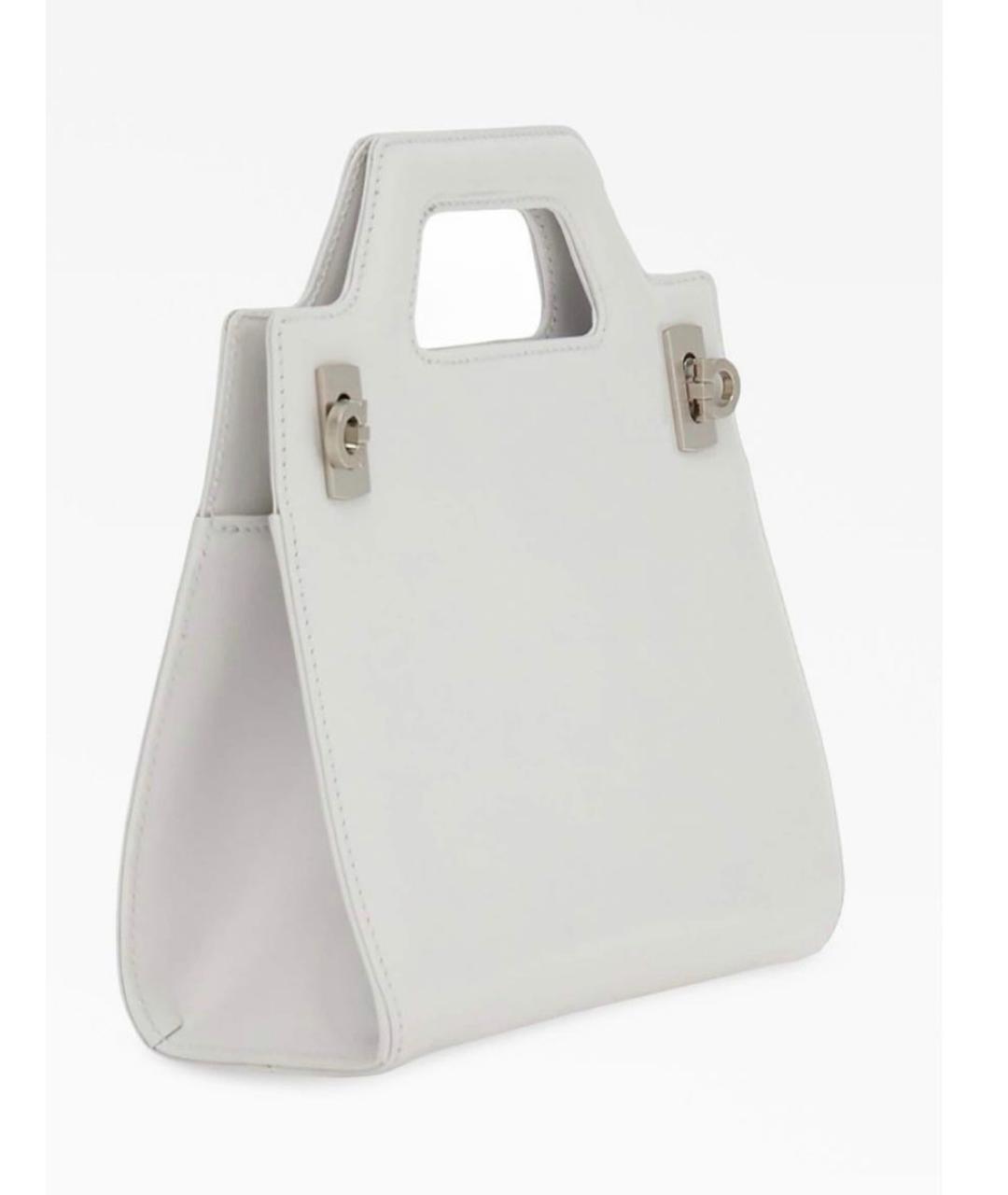 FERRAGAMO Белая кожаная сумка с короткими ручками, фото 8