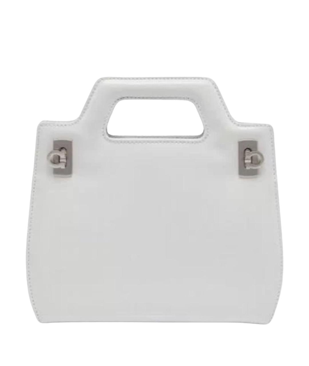 FERRAGAMO Белая кожаная сумка с короткими ручками, фото 1